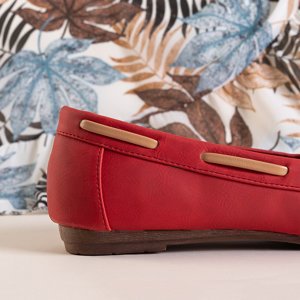 Rote Damenmokassins mit Norami-Bindung - Schuhe