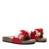 Rote Flip-Flops mit dekorativen Voltuna-Blüten - Schuhe 1