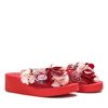 Rote Keilabsätze mit Parri-Blüten - Schuhe 1