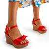 Rote Keilsandalen mit dekorativer Schleife Doria - Footwear