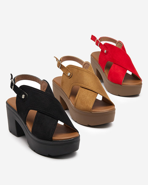 Rote Öko-Wildleder-Sandalen für Damen am Pfosten Mihele - Schuhe