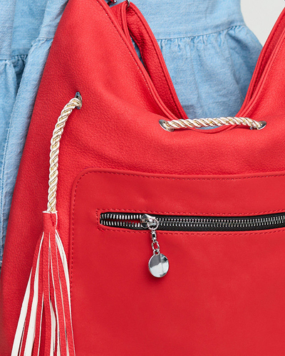 Rote Shopper-Tasche für Damen mit Kordelzug - Accessoires