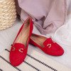 Rote Slipper mit dekorativem Tessea-Teller - Schuhe