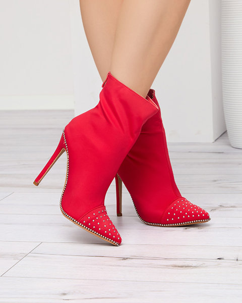 Rote Stiefel mit hohem Absatz, verziert mit Jets Scirrle - Footwear
