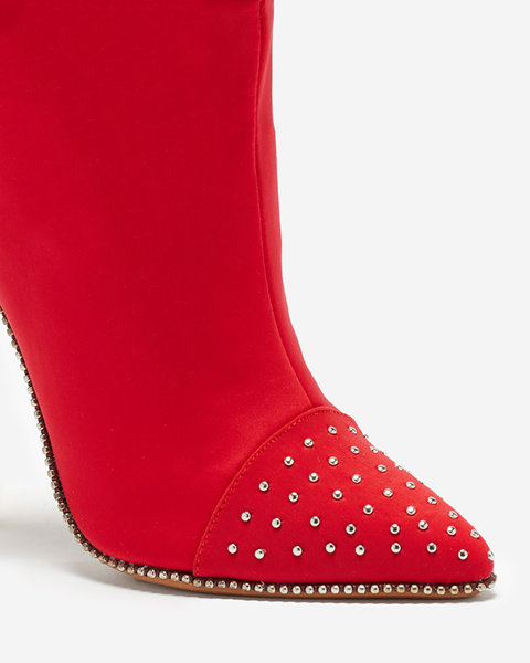 Rote Stiefel mit hohem Absatz, verziert mit Jets Scirrle - Footwear