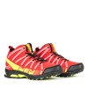 Rote Wanderschuhe für Damen mit neongelbem Everest-Einsatz - Schuhe