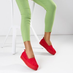 Rote durchbrochene Espadrilles für Frauen auf der Abra-Plattform - Schuhe