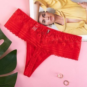 Roter Damen-String aus Spitze - Unterwäsche