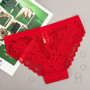 Roter Spitzenslip für Damen - Unterwäsche