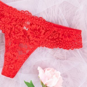 Roter Spitzenstring für Damen - Unterwäsche
