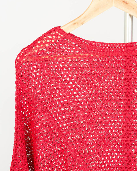 Roter durchsichtiger Damenpullover mit überschnittenen Schultern - Kleidung