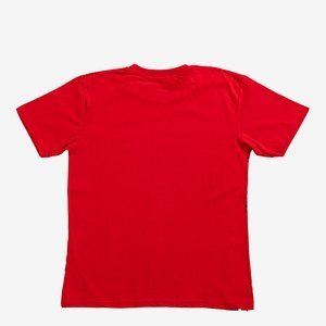 Rotes Baumwoll-T-Shirt für Herren mit Aufdruck und Inschriften - Kleidung