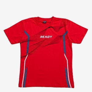 Rotes Baumwoll-T-Shirt für Herren mit Aufdruck und Inschriften - Kleidung