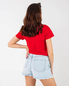 Rotes Pailletten-T-Shirt für Damen - Kleidung