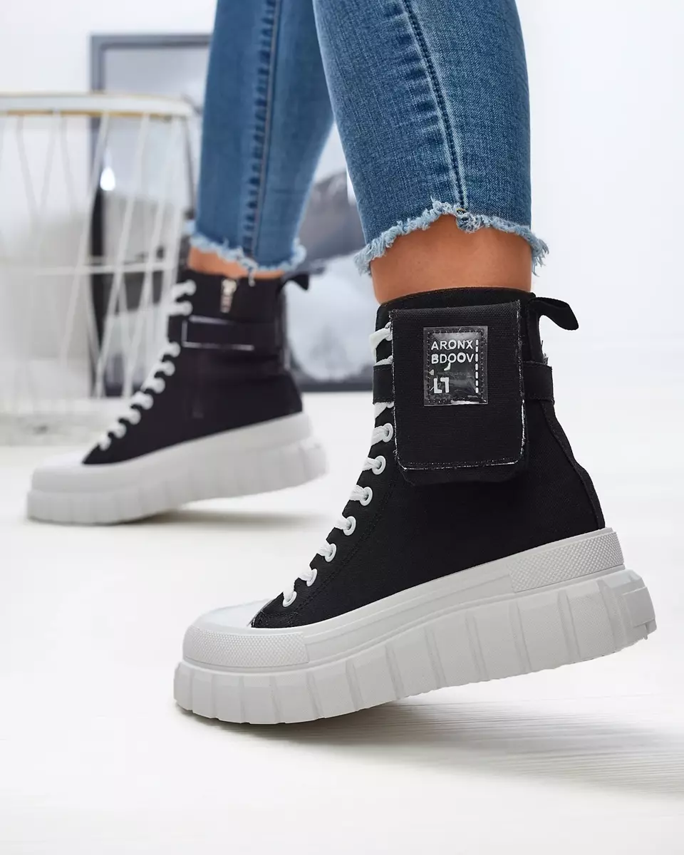 Schwarz Damen hohe Plateau-Sneaker Uprella - Schuhe