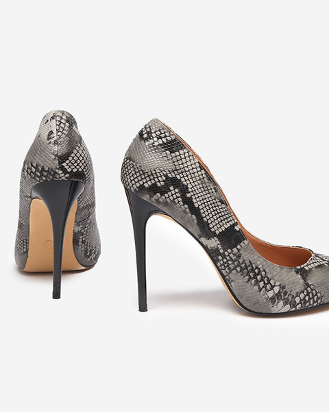 Schwarz-grauer Damenpumps mit 'la Schlangenhaut-Prägung Zerixy - Footwear