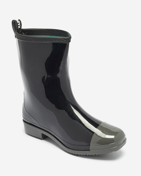 Schwarz lackierte Damen-Gummistiefel mit grauer Nase Xolina- Footwear