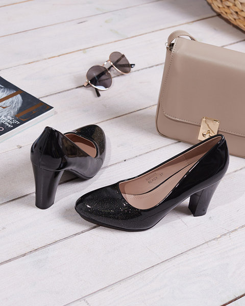 Schwarz lackierte Damenpumps mit Zurila-Glitzer - Schuhe