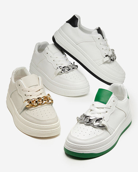 Schwarz-weißer Sportschuh für Damen Sneakers mit Kette Nevito - Schuhe