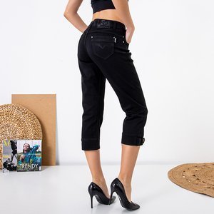 Schwarze Damen 3/4 Länge Jeans PLUS GRÖSSE - Kleidung