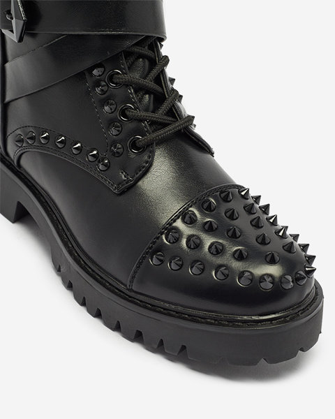 Schwarze Damen Baggerstiefel mit Nieten Edyias - Footwear