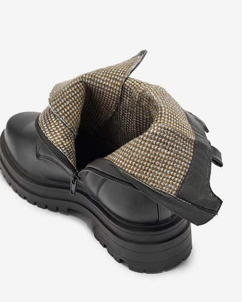 Schwarze Damen Baggerstiefel mit flachem Absatz Fetisa - Footwear