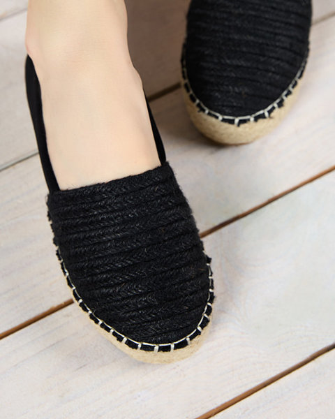 Schwarze Damen Espadrilles auf der Sunol-Shoes Plattform