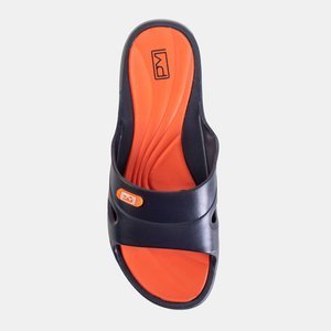 Schwarze Damen-Gummi-Slipper mit orangefarbenem Briliana-Einsatz - Schuhe