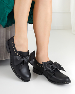 Schwarze Damen-Halbschuhe mit Entera-Schleife - Schuhe