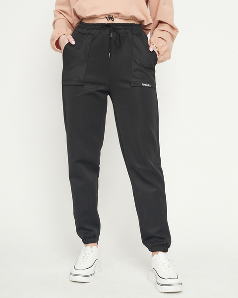 Schwarze Damen-Jogginghose mit Aufschrift - Kleidung