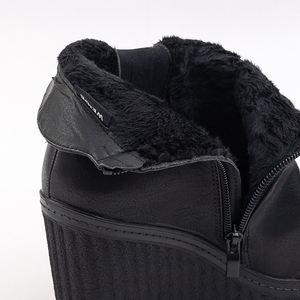 Schwarze Damen-Keilstiefelette mit Aufschrift Skolk - Footwear