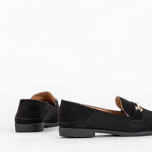 Schwarze Damen-Loafer aus Öko-Wildleder mit Lemik-Dekor - Schuhe