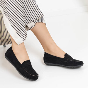 Schwarze Damen-Loafer aus Öko-Wildleder von Teweri - Schuhe