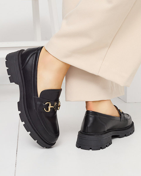 Schwarze Damen-Mokassins mit Ornament Vetaka - Schuhe