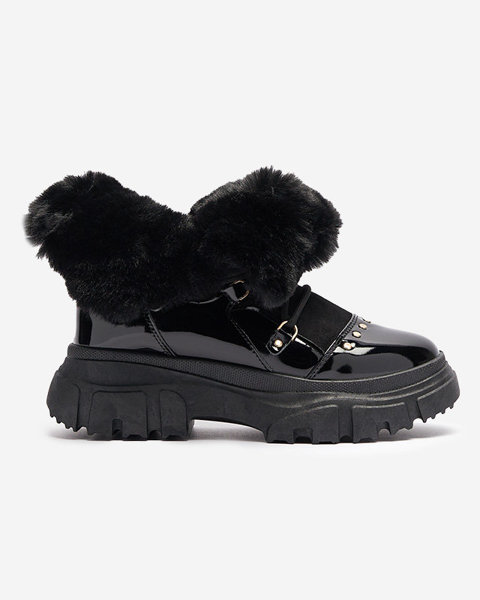 Schwarze Damen-Schneestiefel zum Schnüren Fentes- Footwear