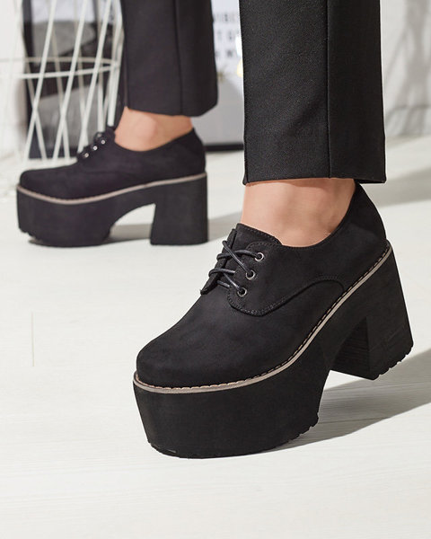 Schwarze Damen-Schnürhalbschuhe mit fester Sohle Lobera - Footwear