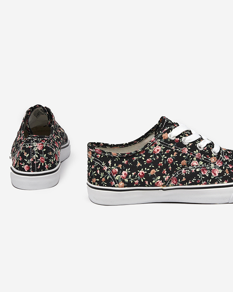 Schwarze Damen-Sneaker mit Blumen Sertoli - Footwear