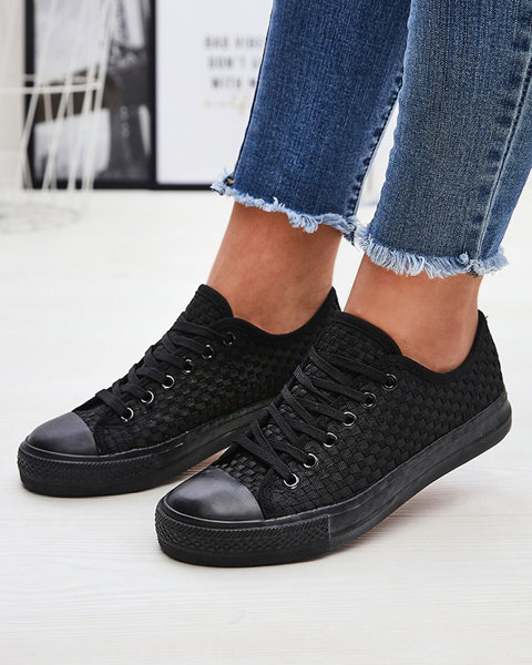 Schwarze Damen Sneaker mit Prägung Aklina - Schuhe