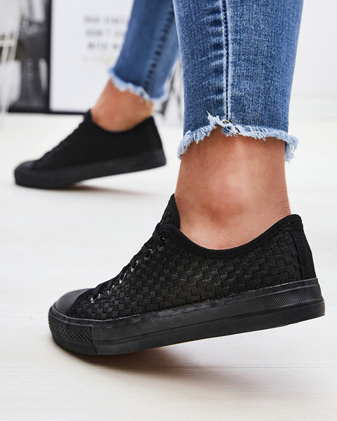 Schwarze Damen Sneaker mit Prägung Aklina - Schuhe