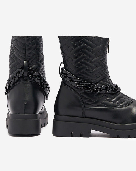 Schwarze Damen Steppstiefel mit Kette Gecila - Footwear