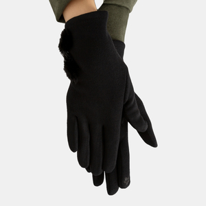 Schwarze Damenhandschuhe mit Pompons - Accessoires