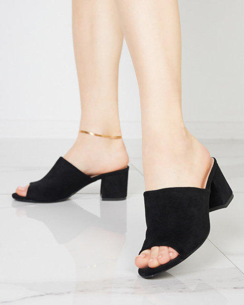Schwarze Damenhausschuhe auf niedrigem Pfosten Opetik - Schuhe