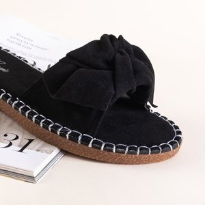 Schwarze Damenhausschuhe mit Schleife Bonehas - Schuhe