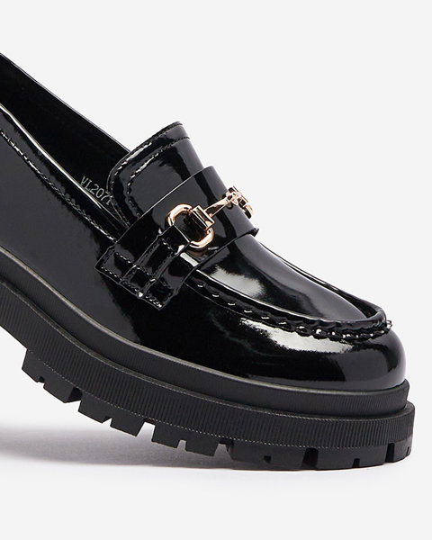 Schwarze Damenmokassins mit Ornament Avcelias - Schuhe