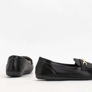 Schwarze Damenmokassins mit Verzierung an der Schuhspitze von Okeri - Footwear