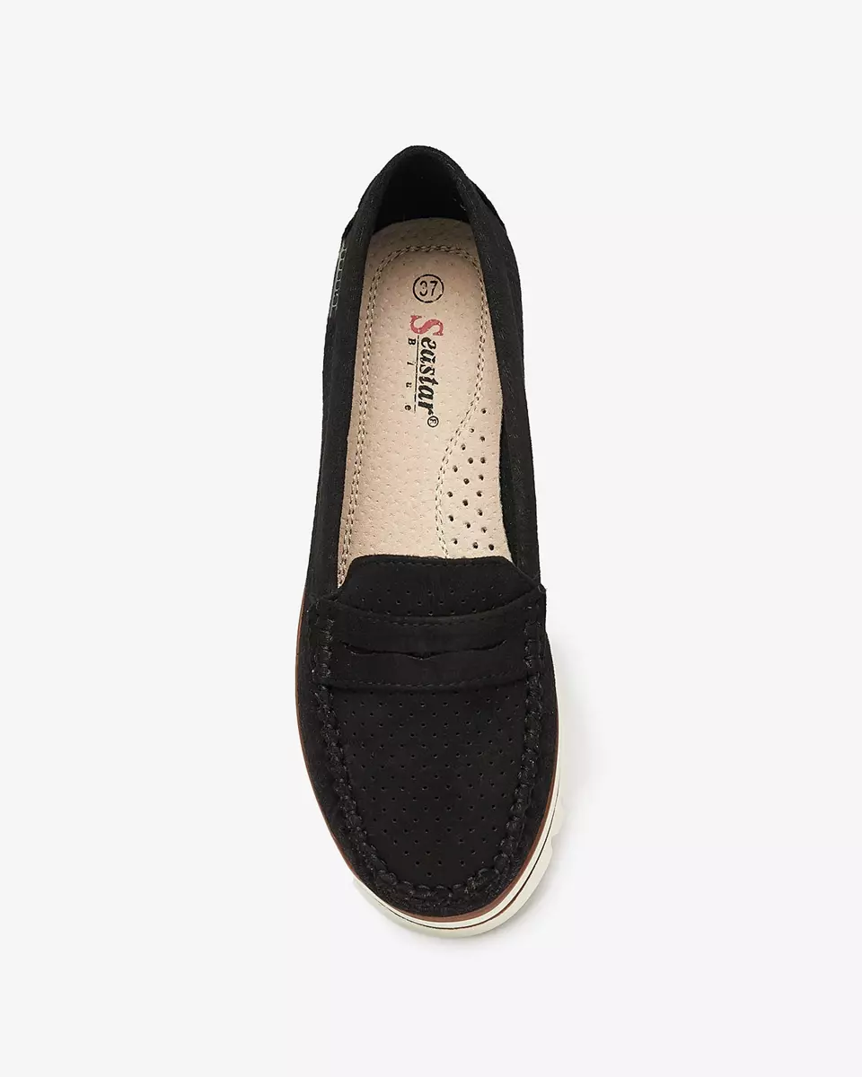 Schwarze Damenmokassins mit glänzendem Finish Metiga - Footwear