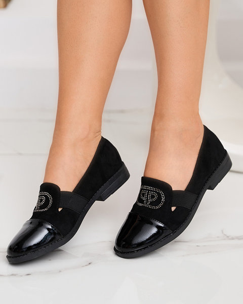 Schwarze Damenmokassins mit lackierter Velqi-Zehe - Schuhe