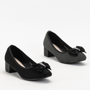Schwarze Damenpumps mit Tupfen mit Schleife Verima - Schuhe