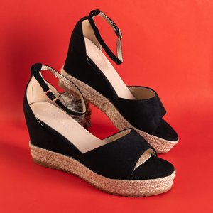 Schwarze Damensandalen auf Keilabsatz Salome - Schuhe