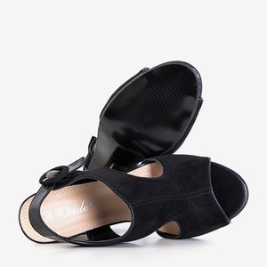 Schwarze Damensandalen auf einem Pfosten mit Ausschnitten Katamino - Schuhe